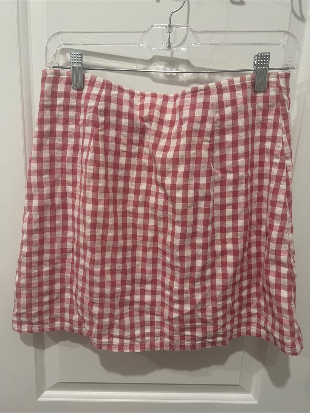 American Eagle Outfitters Pink and White Gingham Mini Skirt Size Medium - Picture 4 of 5